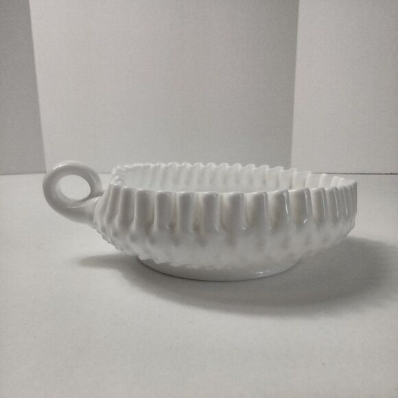 Fenton Milk Glass Hobnail Heart Shaped Handled Bon Bon Bowl‎ Dish Vintage - Picture 5 of 6